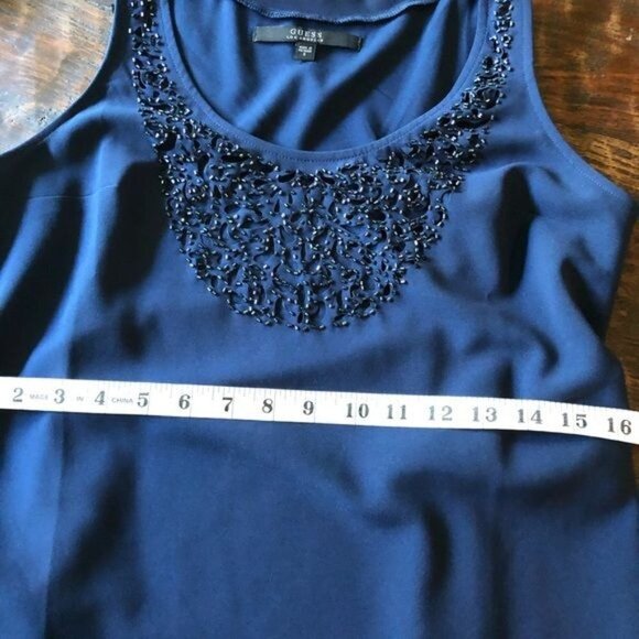 Guess Navy Indigo Blue, Simple Beaded Shift Sz S - Picture 8 of 9